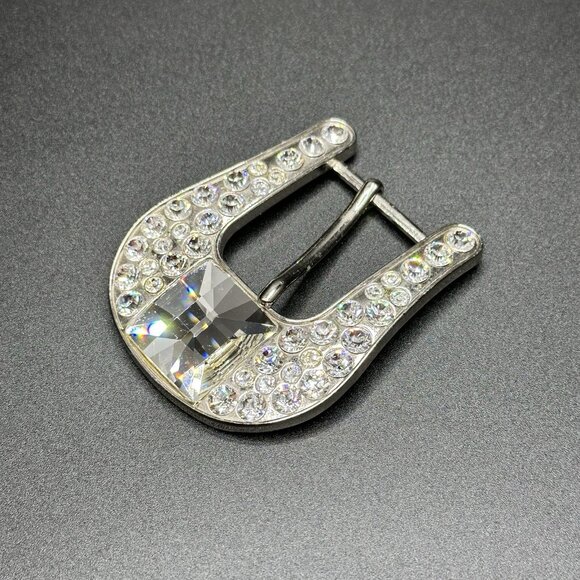 BB Simon Belt Buckle Silver Swarovski Crystals Bling Fits 1” Show Cowgirl - Picture 3 of 10